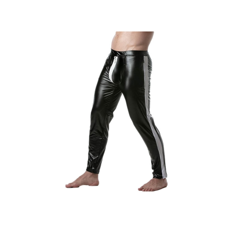 LEADER Pantalon avec Zip Brut Noir-Blanc